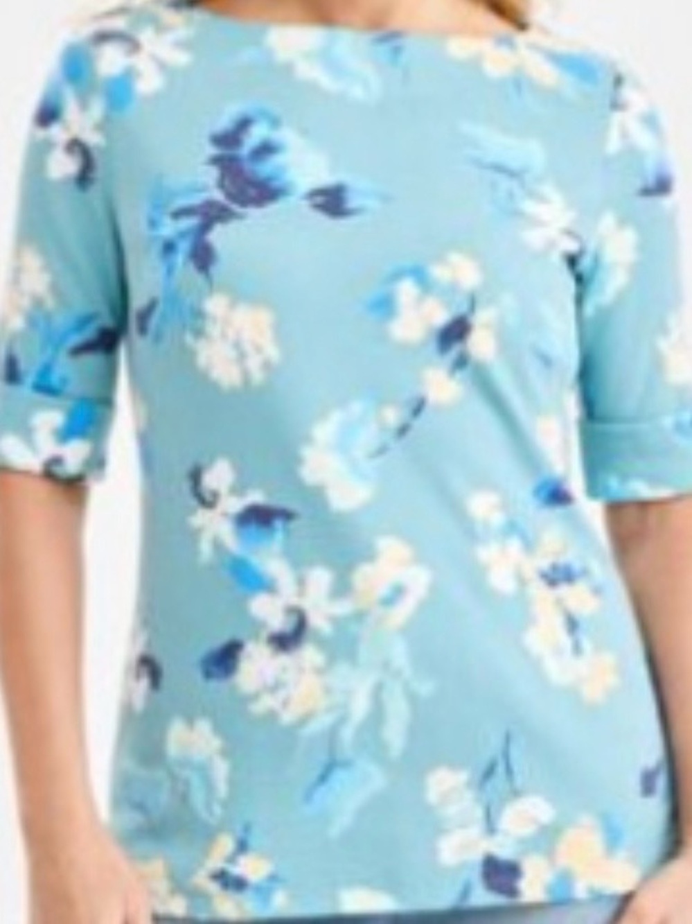 Style & Co. Light Blue Floral Boatneck Tunic